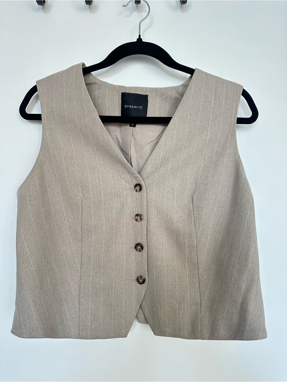 Dynamite Neutral Taupe Pinstripe Vest - Medium